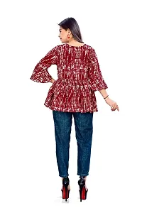 WomenGirls Cotton Checks Top Maroon-thumb2