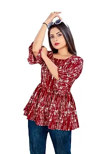 WomenGirls Cotton Checks Top Maroon-thumb3