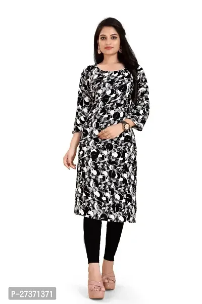 Trendy Crepe Printed Kurti Black |Kurti For Women-thumb0