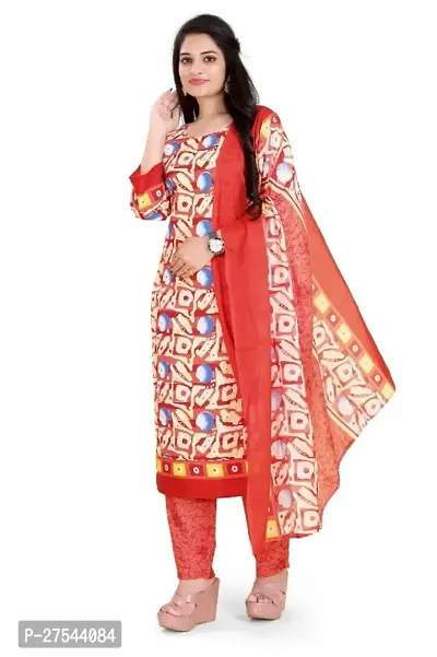 Stylish Pure Cotton Printed Kurti Pant With Dupatta Set Maroon