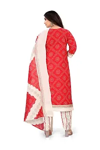 Stylish Pure Cotton Printed Kurti Pant With Dupatta Set Red-thumb3