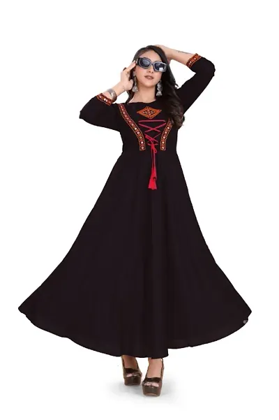 Stylish Rayon Embroidered Ethnic Gown
