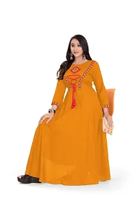 Stylish Heavy Rayon Anarkali Gown For Women Yellow-thumb2