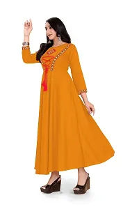 Stylish Heavy Rayon Anarkali Gown For Women Yellow-thumb4