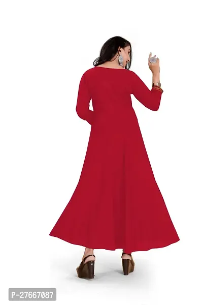 Stylish Heavy Rayon Anarkali Gown For Women Red-thumb2