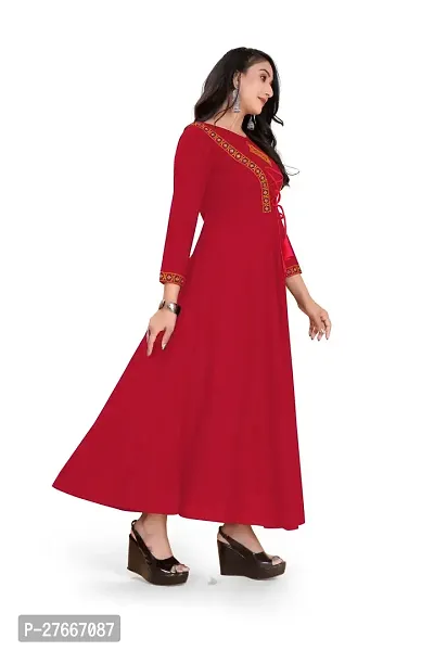 Stylish Heavy Rayon Anarkali Gown For Women Red-thumb3