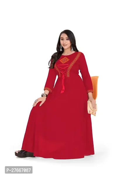 Stylish Heavy Rayon Anarkali Gown For Women Red-thumb4