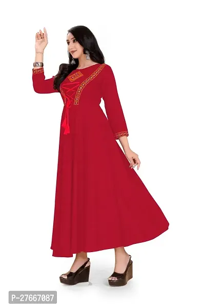 Stylish Heavy Rayon Anarkali Gown For Women Red-thumb5