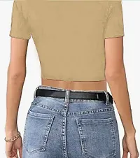 Classic Lycra Solid Crop Top for Women-thumb1