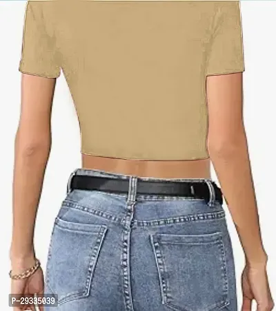 Classic Lycra Solid Crop Top for Women-thumb2