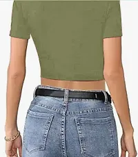 Classic Lycra Solid Crop Top for Women-thumb1