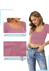 Classic Lycra Solid Crop Top for Women-thumb1