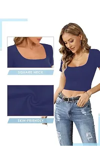 Classic Lycra Solid Crop Top for Women-thumb1