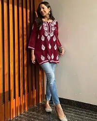 Trendy Viscose Rayon Embroidered Chikankari Short Kurta-thumb1