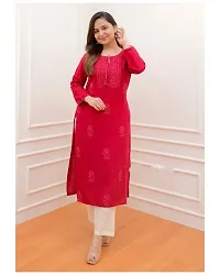 Rayon Sunflower Embroidered Kurti For Women.-thumb4