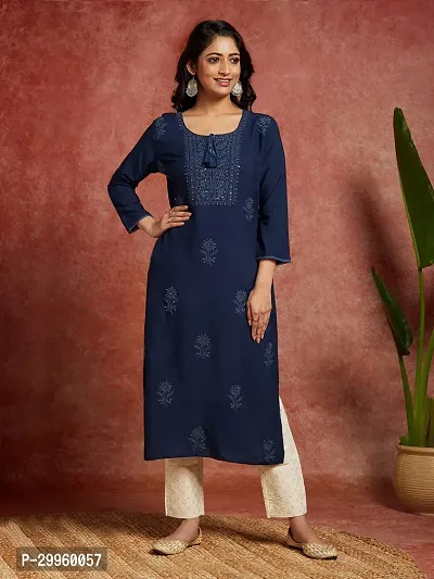 Rayon Sunflower Embroidered Kurti For Women. Combo OF 2|-thumb5