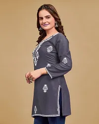 Stylish Viscose Rayon Embroidered Short Kurti for Women-thumb3