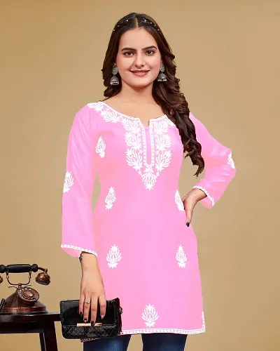 Stylish Viscose Rayon Straight Embroidered Kurtis