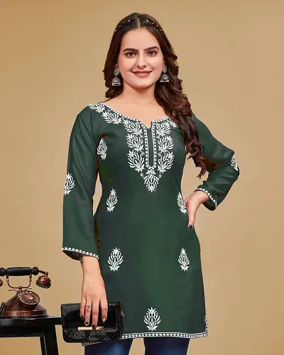 Stylish Viscose Rayon Embroidered Short Kurti for Women