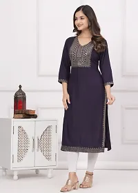 New Rayon Rajmahal Embroidery Kurti Wine .-thumb3