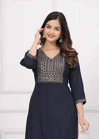 New Rayon Rajmahal Embroidery Kurti Blue-thumb3