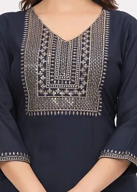 New Rayon Rajmahal Embroidery Kurti Blue-thumb4