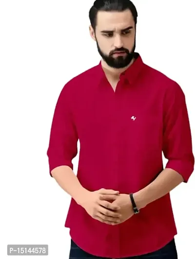 SC Creations Riya Fashion Men's Cotton Blend Regular Fit Formal Shirt(RS_Ready_Shirt-Plain-Light Maroon-XL)-thumb0