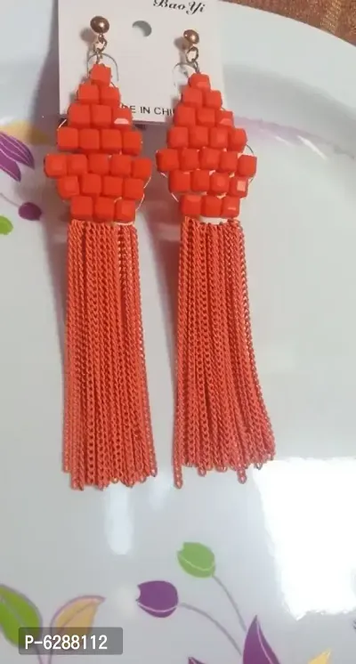Orange Alloy Indo Western Earings For Women-thumb0