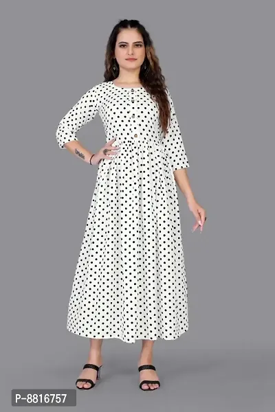 Trendy Crepe Printed 3/4 Sleeves Gown For Women