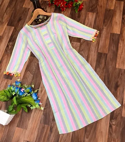 Elegant Sequence Round Neck Half Sleeves Kurta For Women