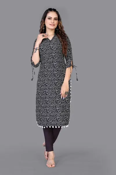 Stylish Crepe Digital 3/4 Sleeves Kurta For Women