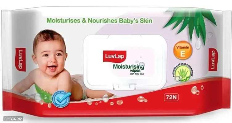 LuvLap Baby Moisturising Wipes with Aloe Vera, (72 wipes/pack with Lid Pack of 1)-thumb0