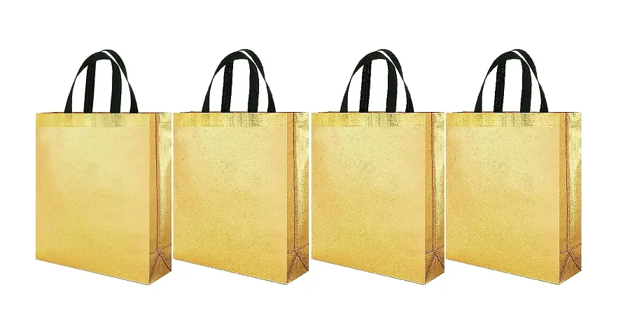 Durable and Stylish  A Versatile Collection of HighQuality tote bags for Every Adventure Goldencolor Pack of 4