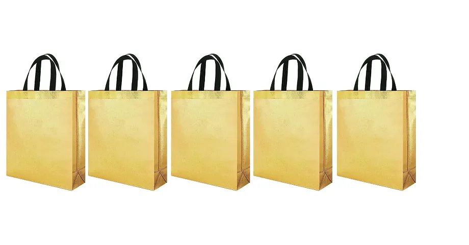 Durable and Stylish  A Versatile Collection of HighQuality tote bags for Every Adventure Goldencolor Pack of 5