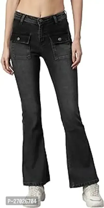 Stylish Black Elastane Solid Jeans For Women