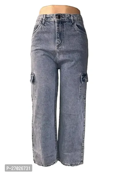 Stylish Grey Elastane Solid Jeans For Women