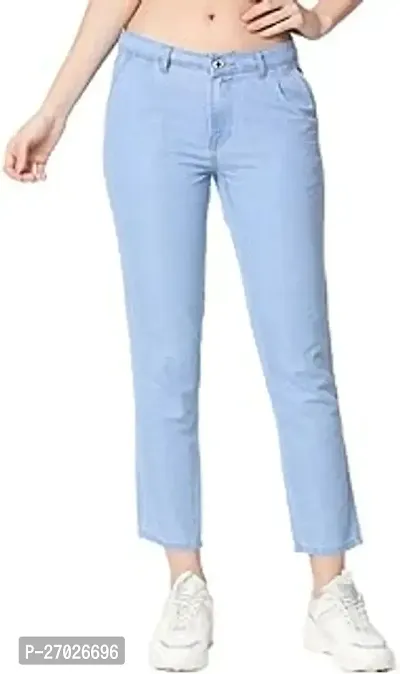 Stylish Blue Elastane Solid Jeans For Women-thumb0