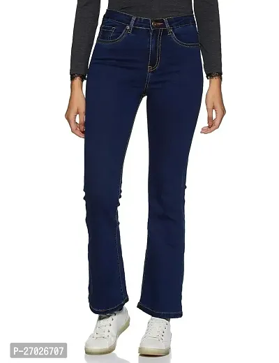 Stylish Blue Elastane Solid Jeans For Women