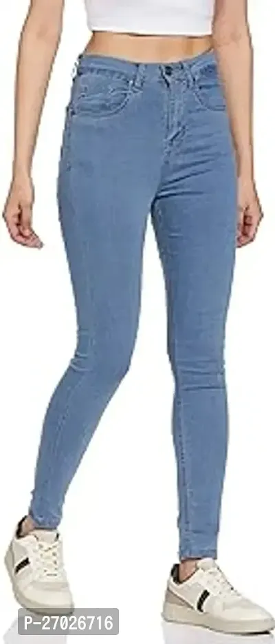 Stylish Blue Elastane Solid Jeans For Women