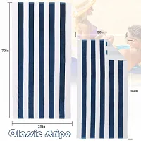 Exclusivo Mezcla 100% Cotton Large Cabana Stripe Beach Towel, Super Absorbent Soft Plush Pool Towel, Bath Towel (Dark Navy, 30x60)-thumb3