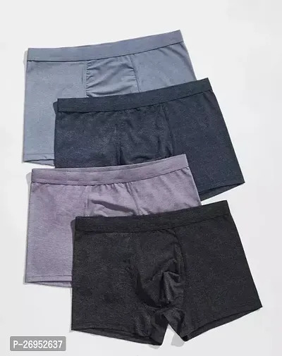 Stylish Multicoloured Nylon Solid Trunks For Men Pack Of 4