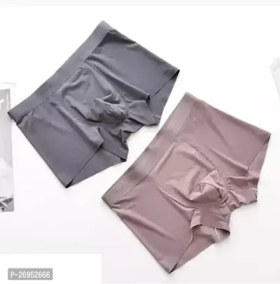 Stylish Multicoloured Nylon Solid Trunks For Men Pack Of 2-thumb0