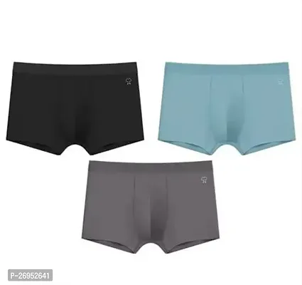 Stylish Multicoloured Nylon Solid Trunks For Men Pack Of 3