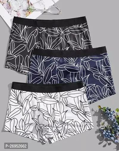 Stylish Multicoloured Nylon Printed Trunks For Men Pack Of 3