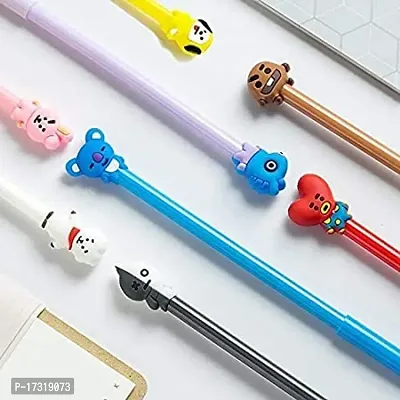 Parivrit Presents Stylish BTS Themed Pens With Pen Topper| Pack of 12 KPOP Unique And Cute Pens| Random Design |Multicolor-thumb3