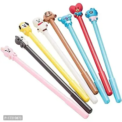 Parivrit Presents Stylish BTS Themed Pens With Pen Topper| Pack of 12 KPOP Unique And Cute Pens| Random Design |Multicolor-thumb5