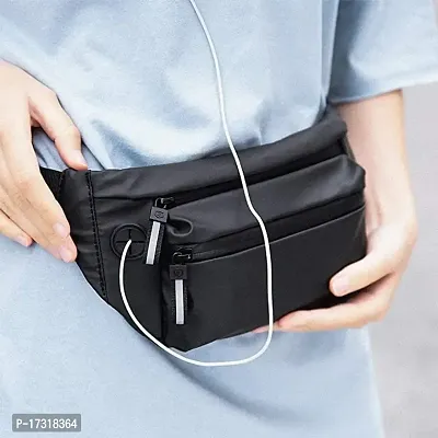 Parivrit Presents Trendy Waist Bag with Adjustable Belt, Waterproof Resistant for Men  Women | Fanny Pack with Portable Waist Bag for Travel Hiking Running Outdoor | Pack of 1 Black Colored Waist Bag-thumb4