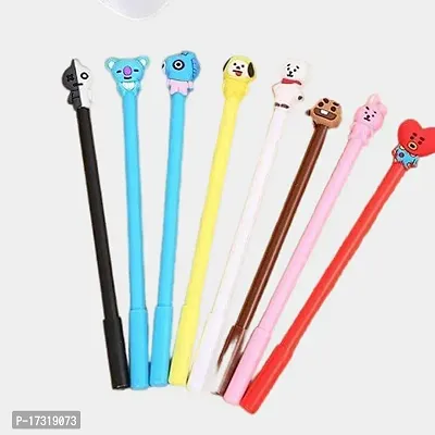Parivrit Presents Stylish BTS Themed Pens With Pen Topper| Pack of 12 KPOP Unique And Cute Pens| Random Design |Multicolor-thumb0