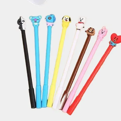 Parivrit Presents Stylish BTS Themed Pens With Pen Topper| Pack of 12 KPOP Unique And Cute Pens| Random Design |Multicolor