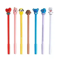 Parivrit Presents Stylish BTS Themed Pens With Pen Topper| Pack of 12 KPOP Unique And Cute Pens| Random Design |Multicolor-thumb1